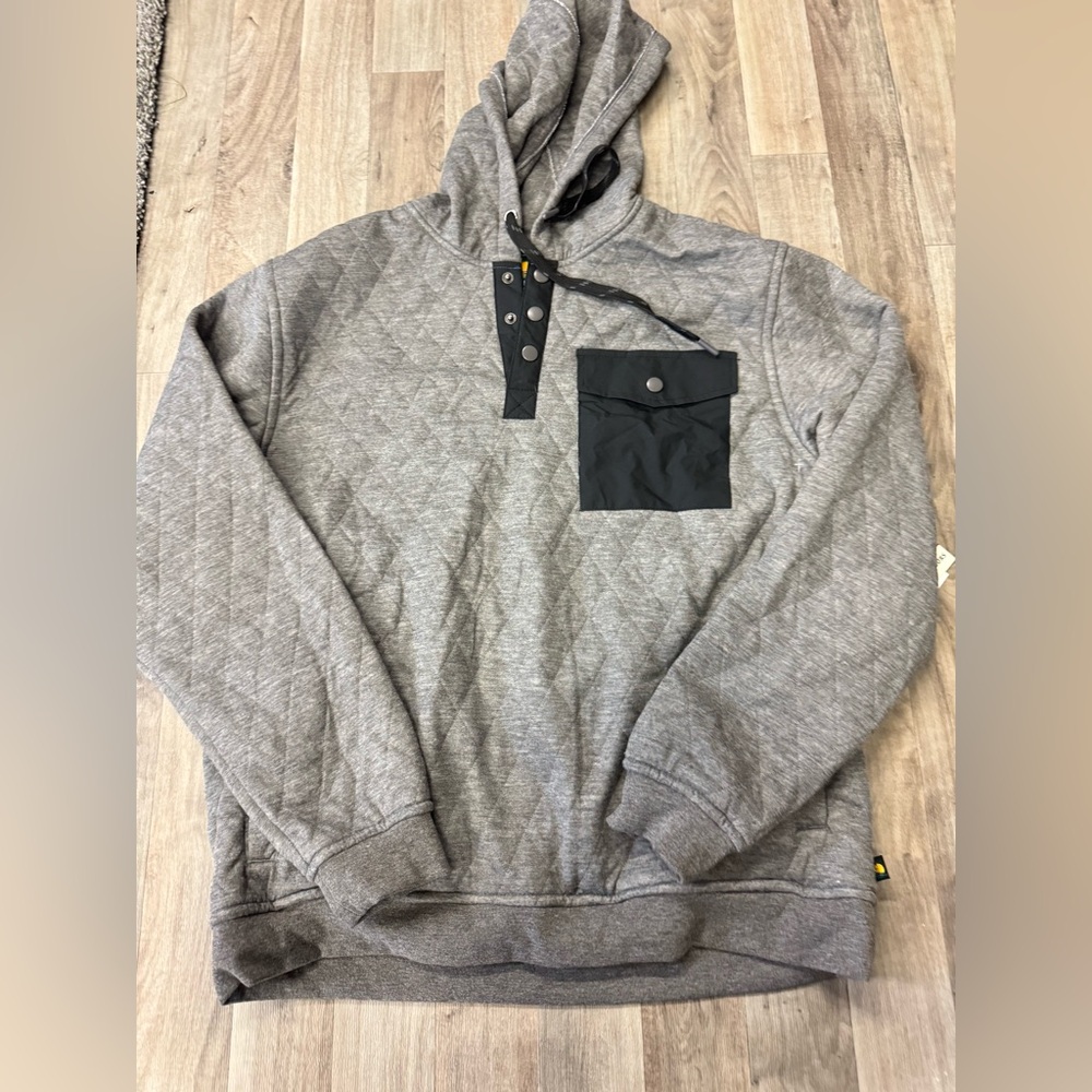 Horizon by Basic‎ Creek Outfitters Quilted Hoodie NWT Men’s Large Gray Snap Neck
